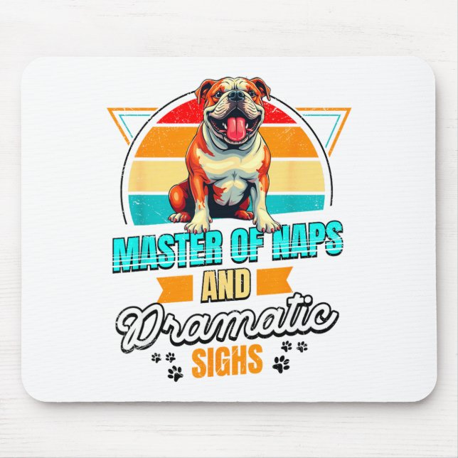 Bulldog Lover Funny Bulldog Retro  Mousepad (Vorne)