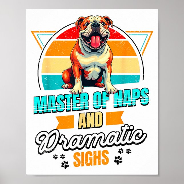 Bulldog Lover Funny Bulldog Retro  Poster (Vorne)