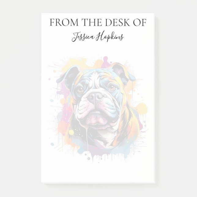 Bulldog Lover Monogrammed Dog Post-it Klebezettel (Vorderseite)
