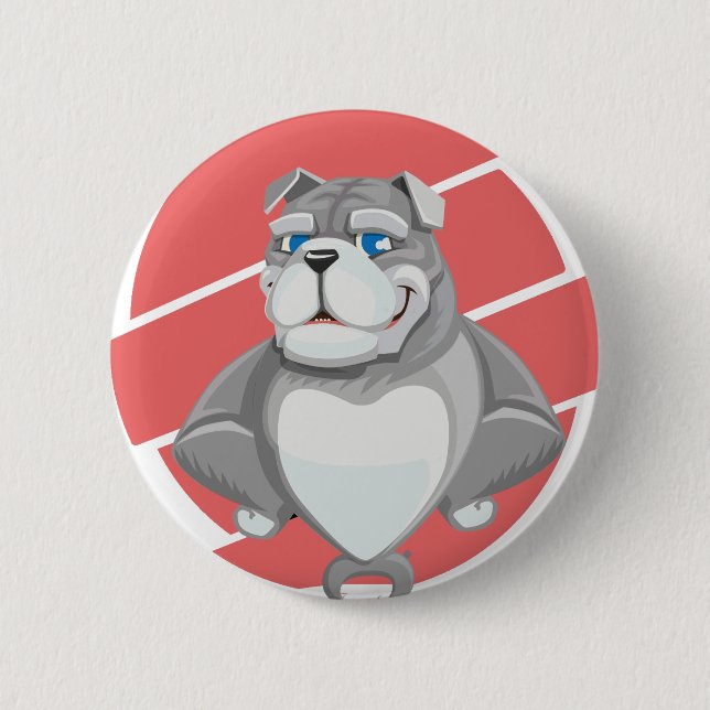 Bulldog Lustiger Cartoon Button (Vorderseite)