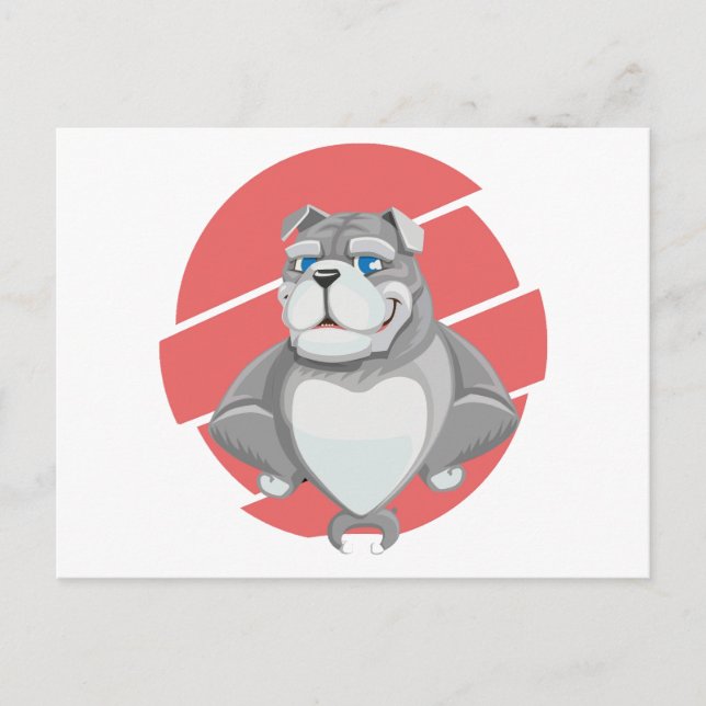Bulldog Lustiger Cartoon Postkarte (Vorderseite)