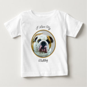 Bulldog-Malerei - Niedliche Original Hunde-Kunst Baby T-shirt