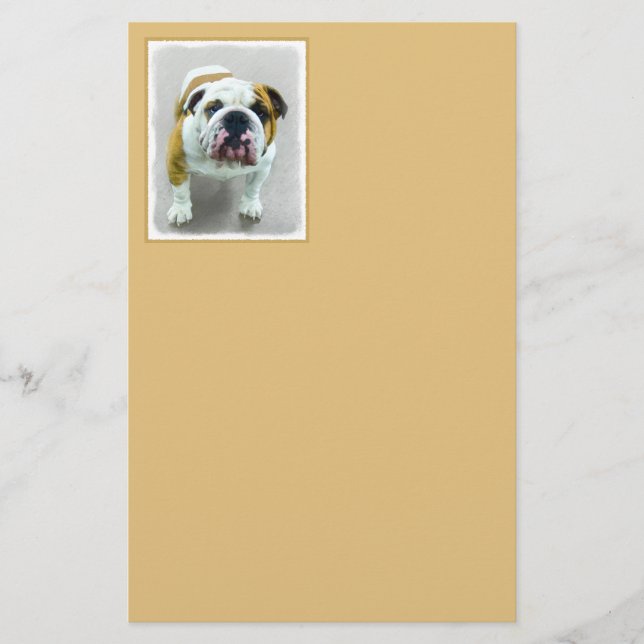 Bulldog-Malerei - Niedliche Original Hunde-Kunst Briefpapier (Vorderseite)