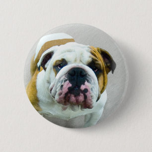 Bulldog-Malerei - Niedliche Original Hunde-Kunst Button