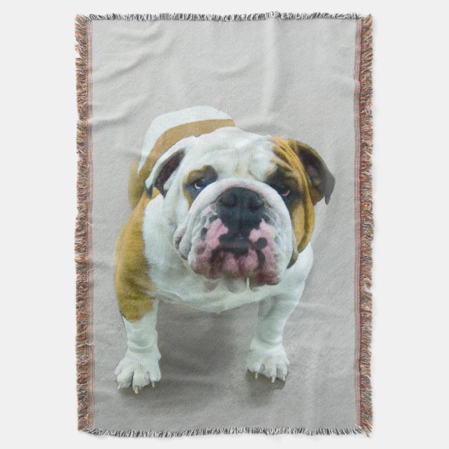 Bulldog-Malerei - Niedliche Original Hunde-Kunst Decke (Vorderseite Vertikal)