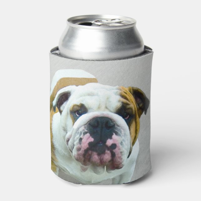 Bulldog-Malerei - Niedliche Original Hunde-Kunst Dosenkühler (Kanne Vorderseite)