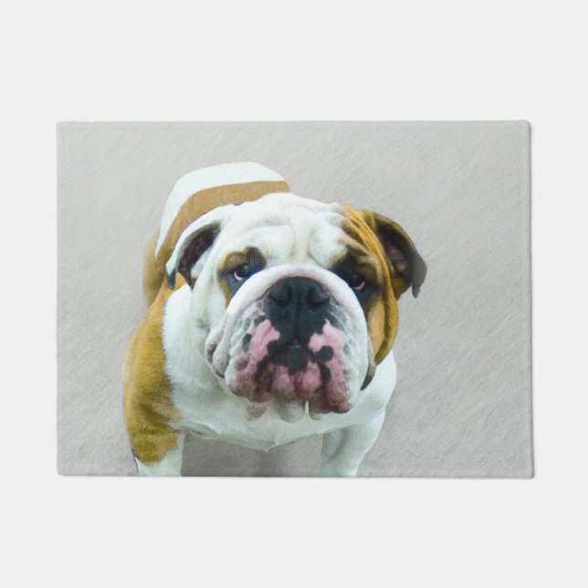 Bulldog-Malerei - Niedliche Original Hunde-Kunst Fußmatte (Vorderseite)