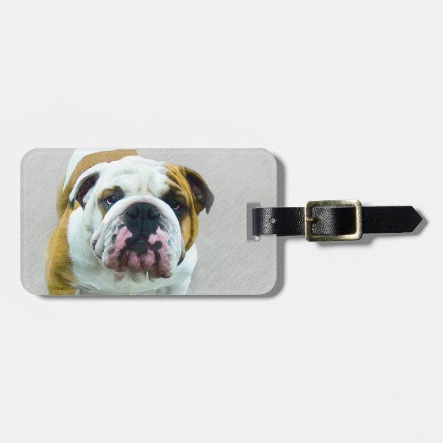 Bulldog-Malerei - Niedliche Original-Hunde-Kunst Gepäckanhänger (Vorderseite horizontal)