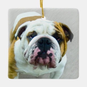 Bulldog-Malerei - Niedliche Original Hunde-Kunst Keramikornament
