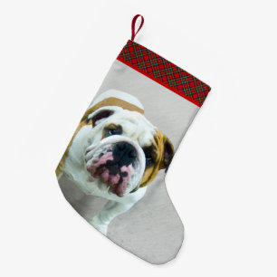 Bulldog-Malerei - Niedliche Original Hunde-Kunst Kleiner Weihnachtsstrumpf