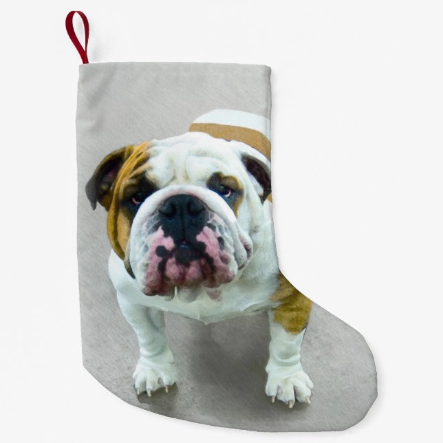 Bulldog-Malerei - Niedliche Original Hunde-Kunst Kleiner Weihnachtsstrumpf (Vorderseite)