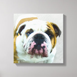Bulldog-Malerei - Niedliche Original Hunde-Kunst Leinwanddruck