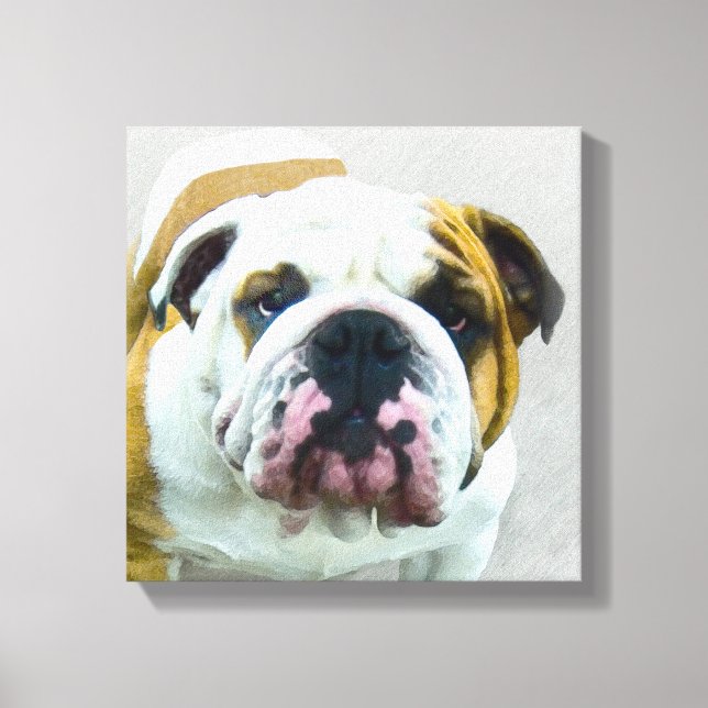 Bulldog-Malerei - Niedliche Original Hunde-Kunst Leinwanddruck (Vorderseite)