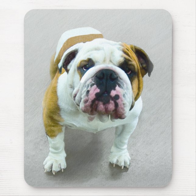 Bulldog-Malerei - Niedliche Original Hunde-Kunst Mousepad (Vorne)