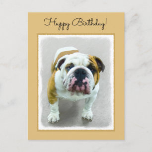Bulldog-Malerei - Niedliche Original Hunde-Kunst Postkarte