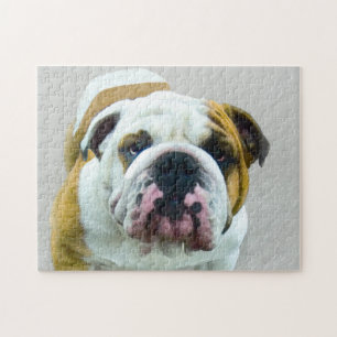 Bulldog-Malerei - Niedliche Original Hunde-Kunst Puzzle