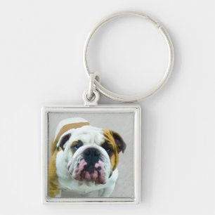 Bulldog-Malerei - Niedliche Original Hunde-Kunst Schlüsselanhänger