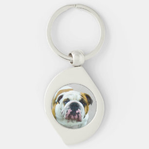 Bulldog-Malerei - Niedliche Original Hunde-Kunst Schlüsselanhänger