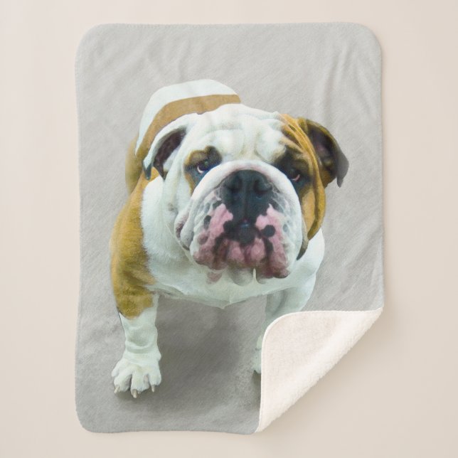 Bulldog-Malerei - Niedliche Original Hunde-Kunst Sherpadecke (Vorderseite)