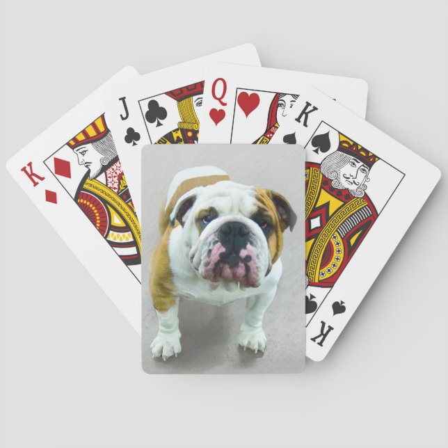 Bulldog-Malerei - Niedliche Original-Hunde-Kunst Spielkarten (Rückseite)