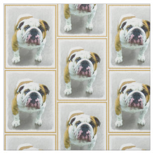 Bulldog-Malerei - Niedliche Original-Hunde-Kunst Stoff