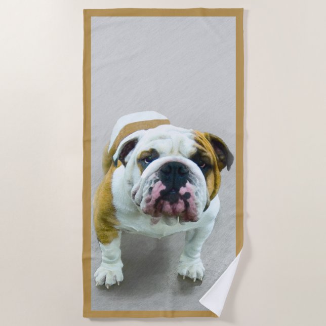 Bulldog-Malerei - Niedliche Original-Hunde-Kunst Strandtuch (Vorderseite)