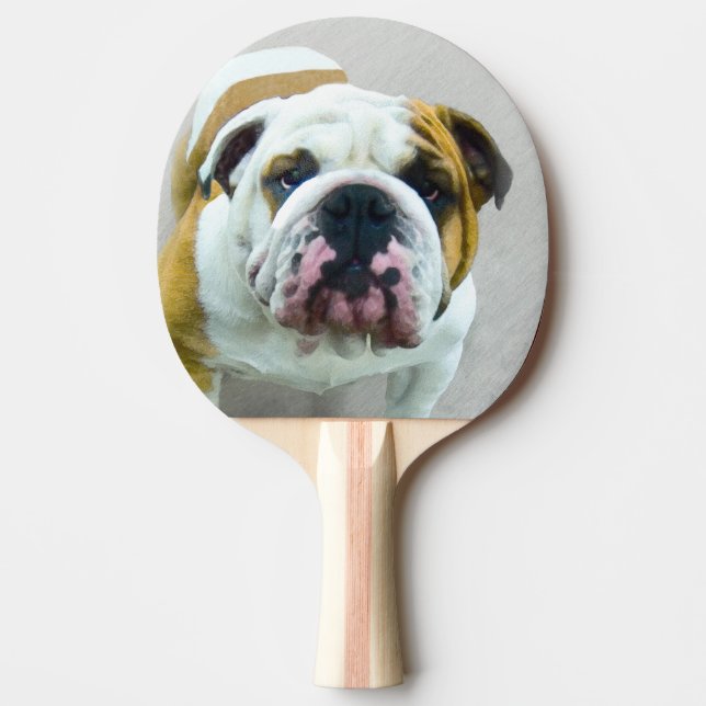 Bulldog-Malerei - Niedliche Original Hunde-Kunst Tischtennis Schläger (Vorderseite)