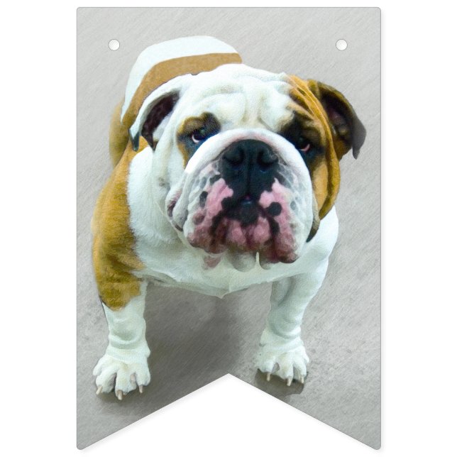Bulldog-Malerei - Niedliche Original Hunde-Kunst Wimpelkette (Erste Fahne)