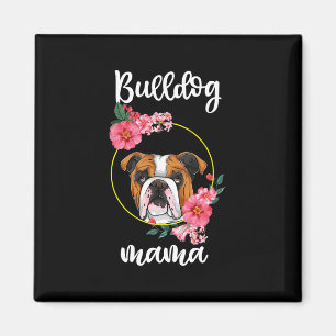 Bulldog Mama Floral Magnet