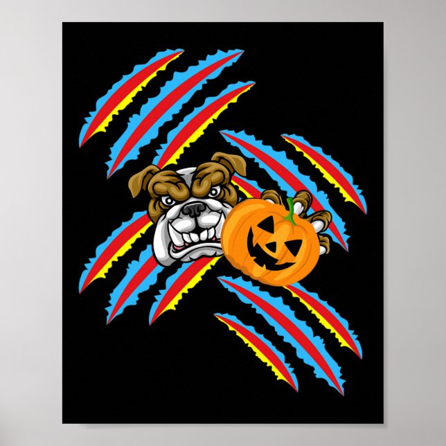 Bulldog Mama Halloween Pumpkin Poster (Vorne)