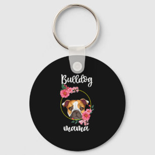Bulldog Mama Hund Mama Floral Schlüsselanhänger