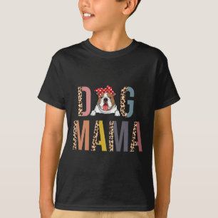 Bulldog Mama Leopard Print Hund Mama T-Shirt
