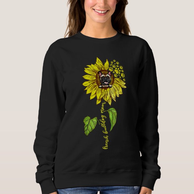 Bulldog-Mama-Lieben Sonnenblumen-Mütter Tag Sweatshirt (Vorderseite)