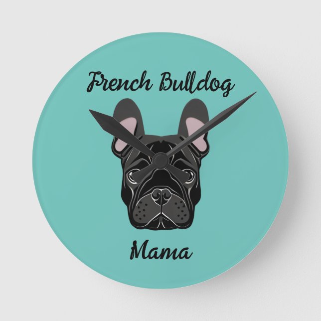 Bulldog Mama Runde Wanduhr (Vorderseite)