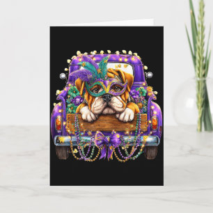 Bulldog Mardi Gras Lastwagen Nola Süße Kinder Jung Karte