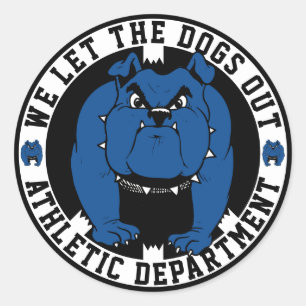 Bulldog-Maskottchen Athletic Dept. Wir lassen die  Runder Aufkleber