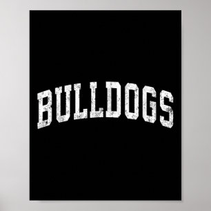 Bulldog-Maskottchen Vintage Athletik Sport Name De Poster