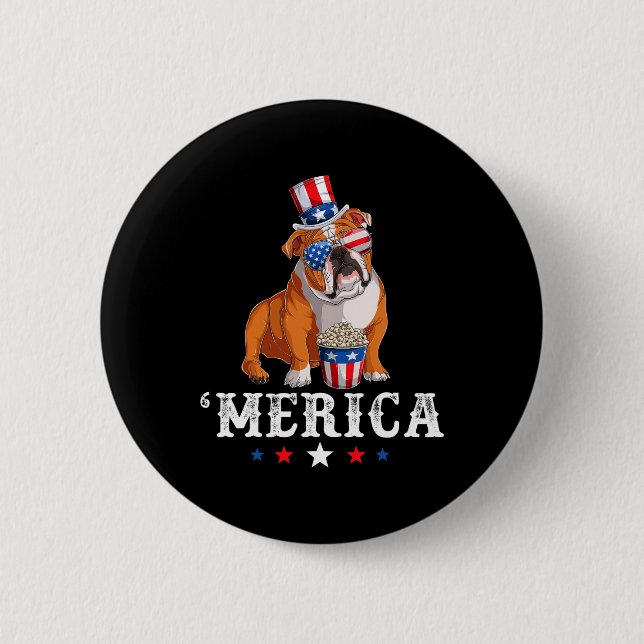 Bulldog Men Women Usa American Flag English Bulldo Button (Vorderseite)