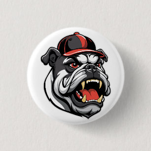 BULLDOG MIT BASEBALLKAPPE BUTTON