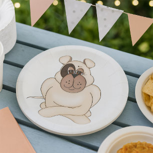 Bulldog mit Big Eyes Pappteller