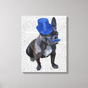 Bulldog mit Blue Top Hat und Mustache Leinwanddruck