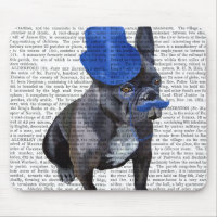 Bulldog mit Blue Top Hat und Mustache