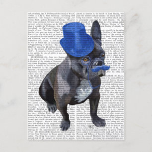 Bulldog mit Blue Top Hat und Mustache Postkarte