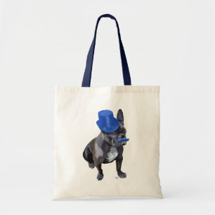Bulldog mit Blue Top Hat und Mustache Tragetasche