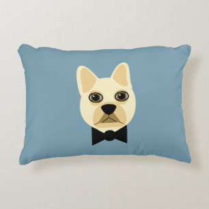 Bulldog mit Bowtie Blue Dekokissen