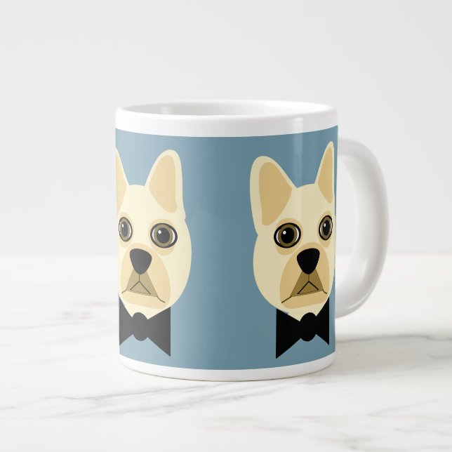 Bulldog mit Bowtie Blue Jumbo-Tasse (Vorderseite Rechts)