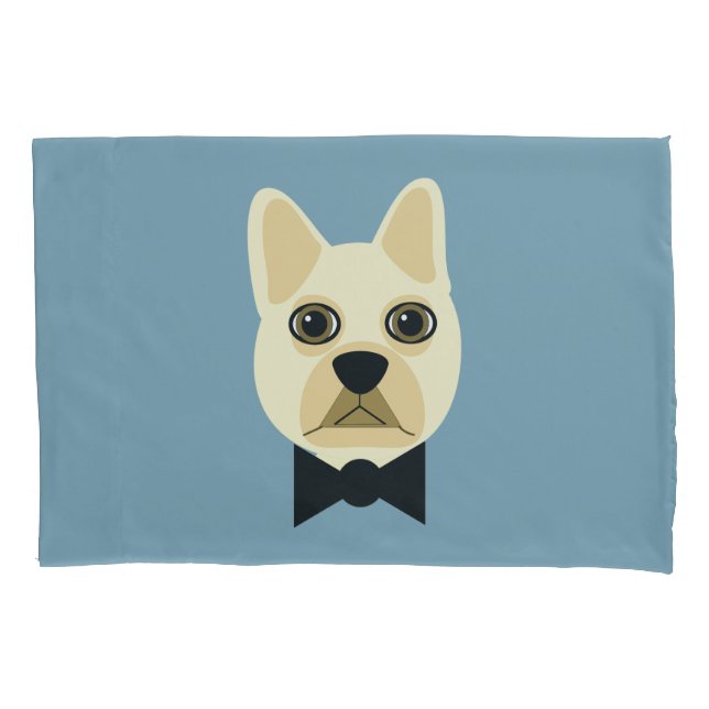Bulldog mit Bowtie Blue Kissenbezug (Vorderseite)