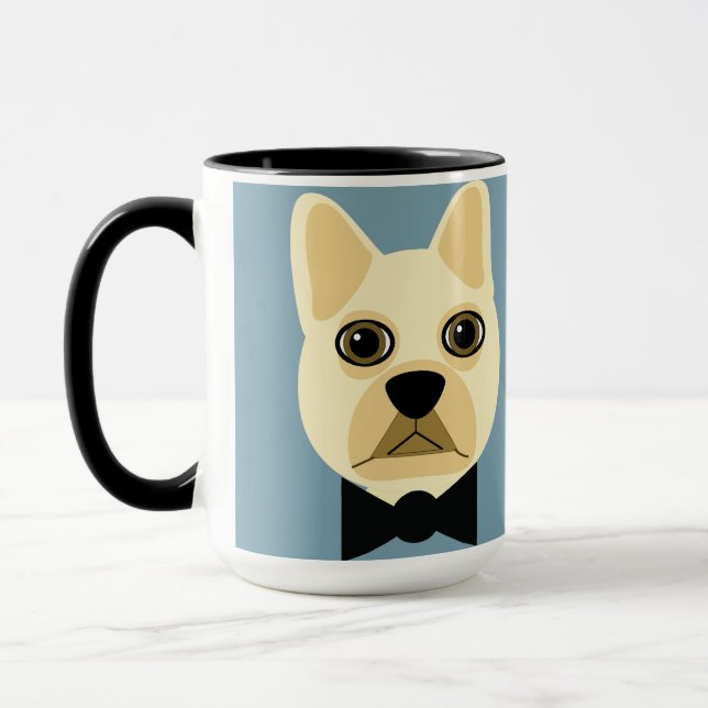 Bulldog mit Bowtie Blue Tasse (Links)