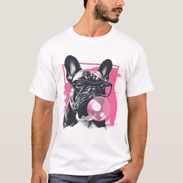 Bulldog mit Brillenblase T-Shirt (Vorderseite)