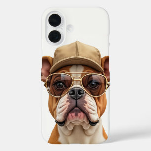Bulldog mit einer Cap und Sonnenbrille iPhone 16 Hülle
